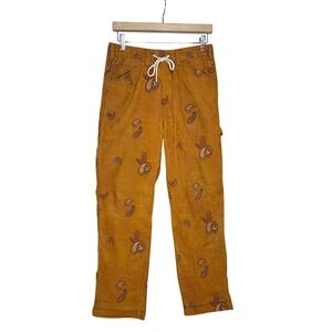 BDG Urban Outfitters Corduroy Paisley Print Carpenter Pants Mustard Size S-P